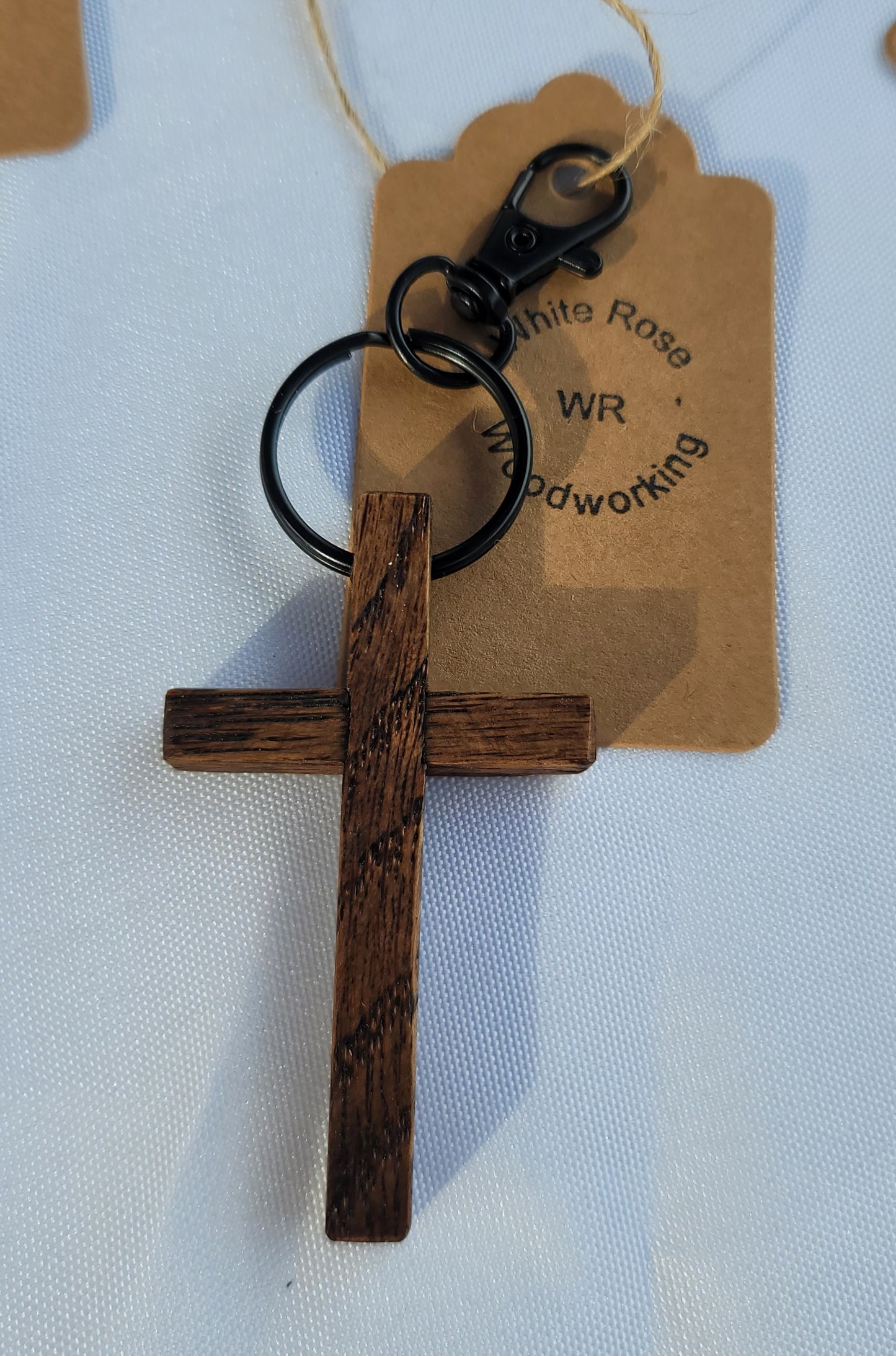 Oak wood Cross Keychain