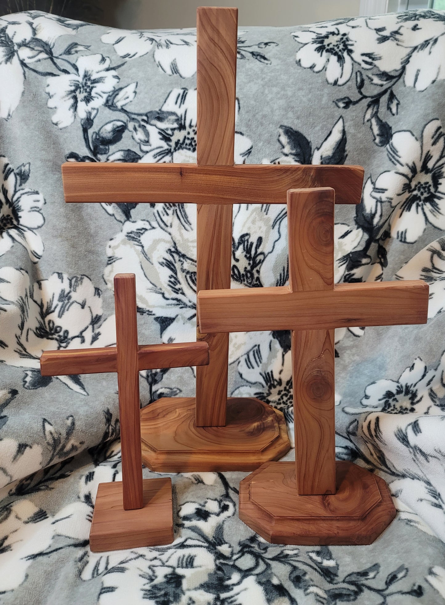 Large Cedar Cross on base. 12 inches x 18 inches
