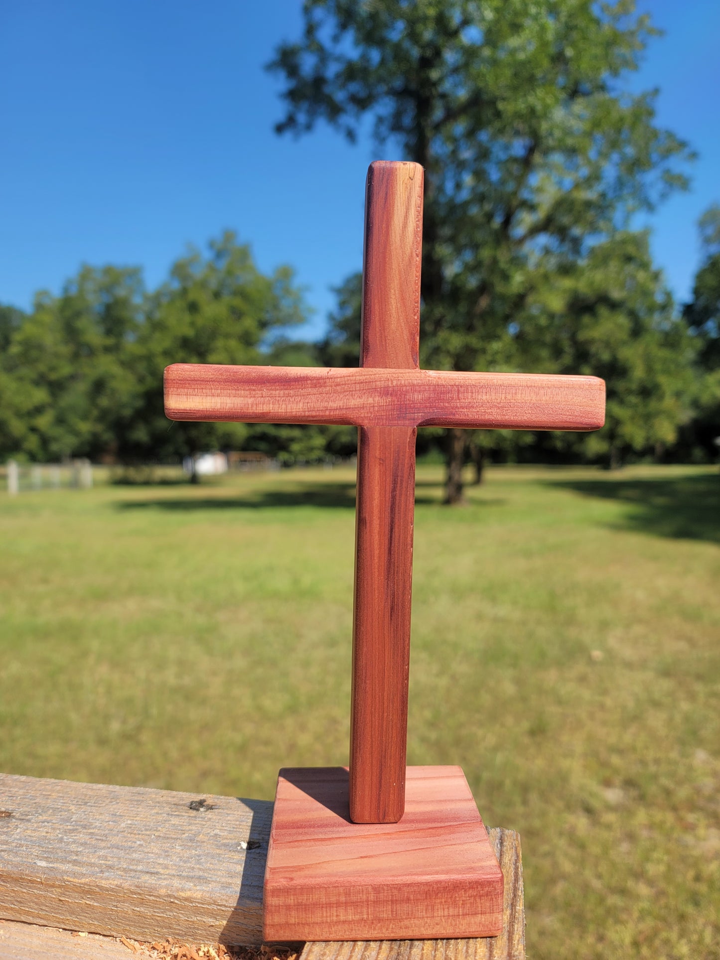 Small Cedar Cross on base.