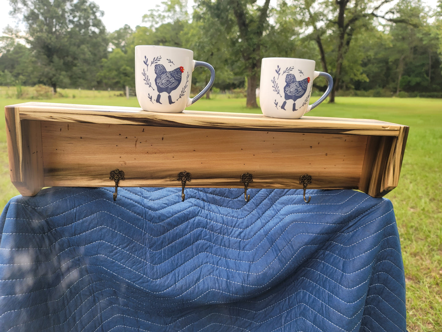 Maple wood coffee mug wall shelf
