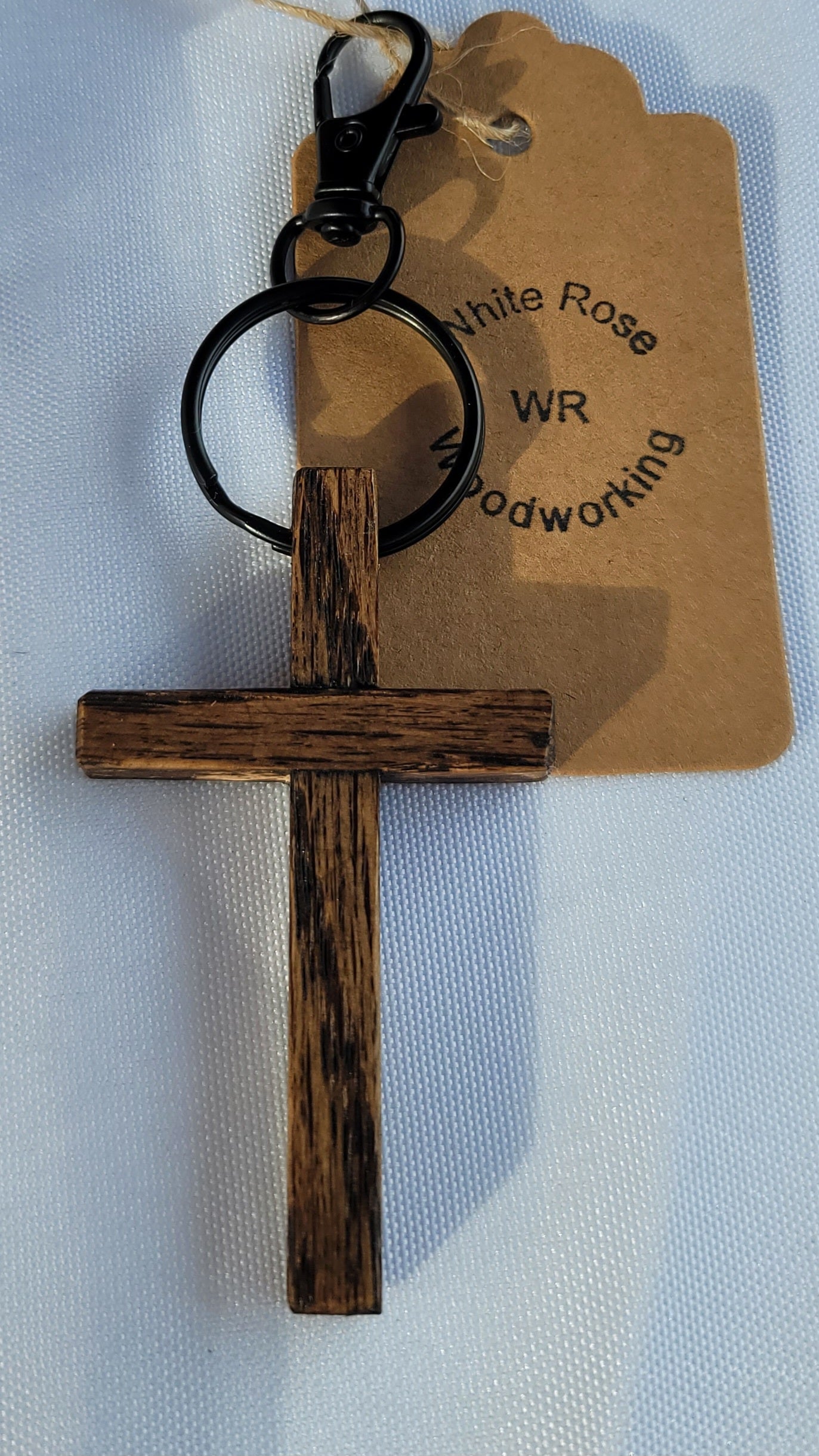 Oak wood Cross Keychain