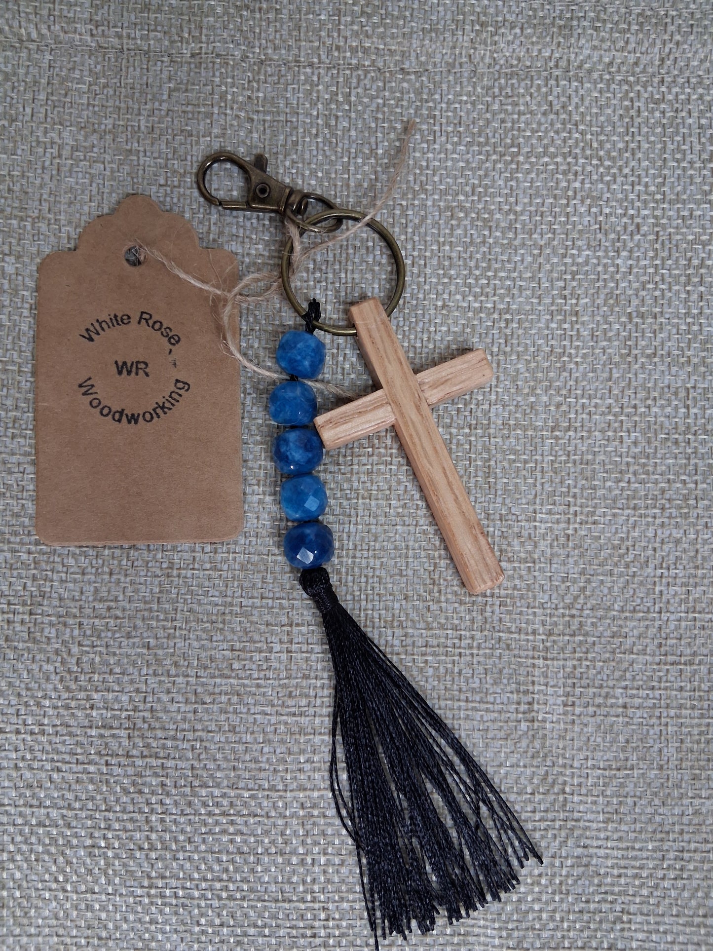 Oak Cross Key chains w/tassel.