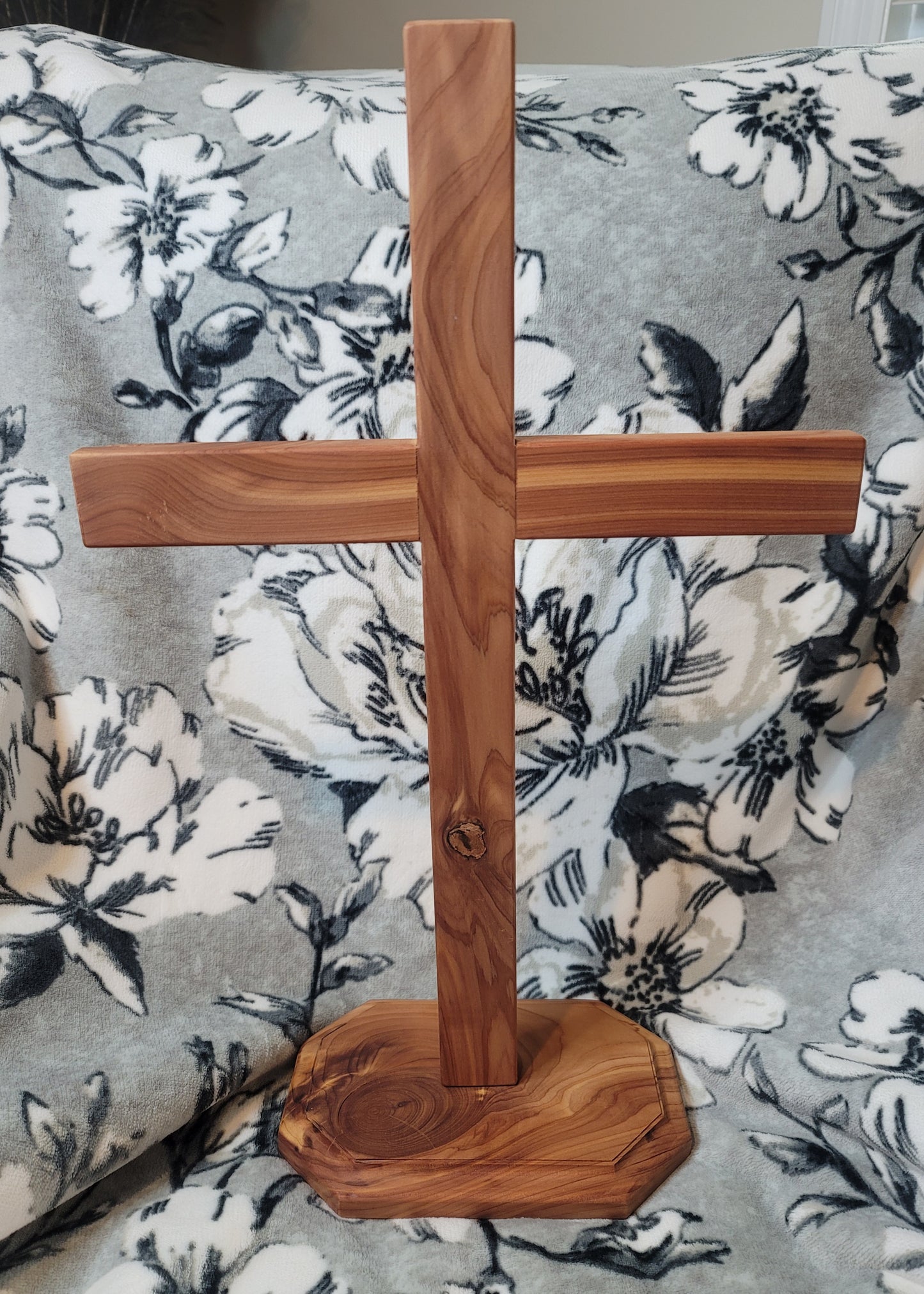 Large Cedar Cross on base. 12 inches x 18 inches