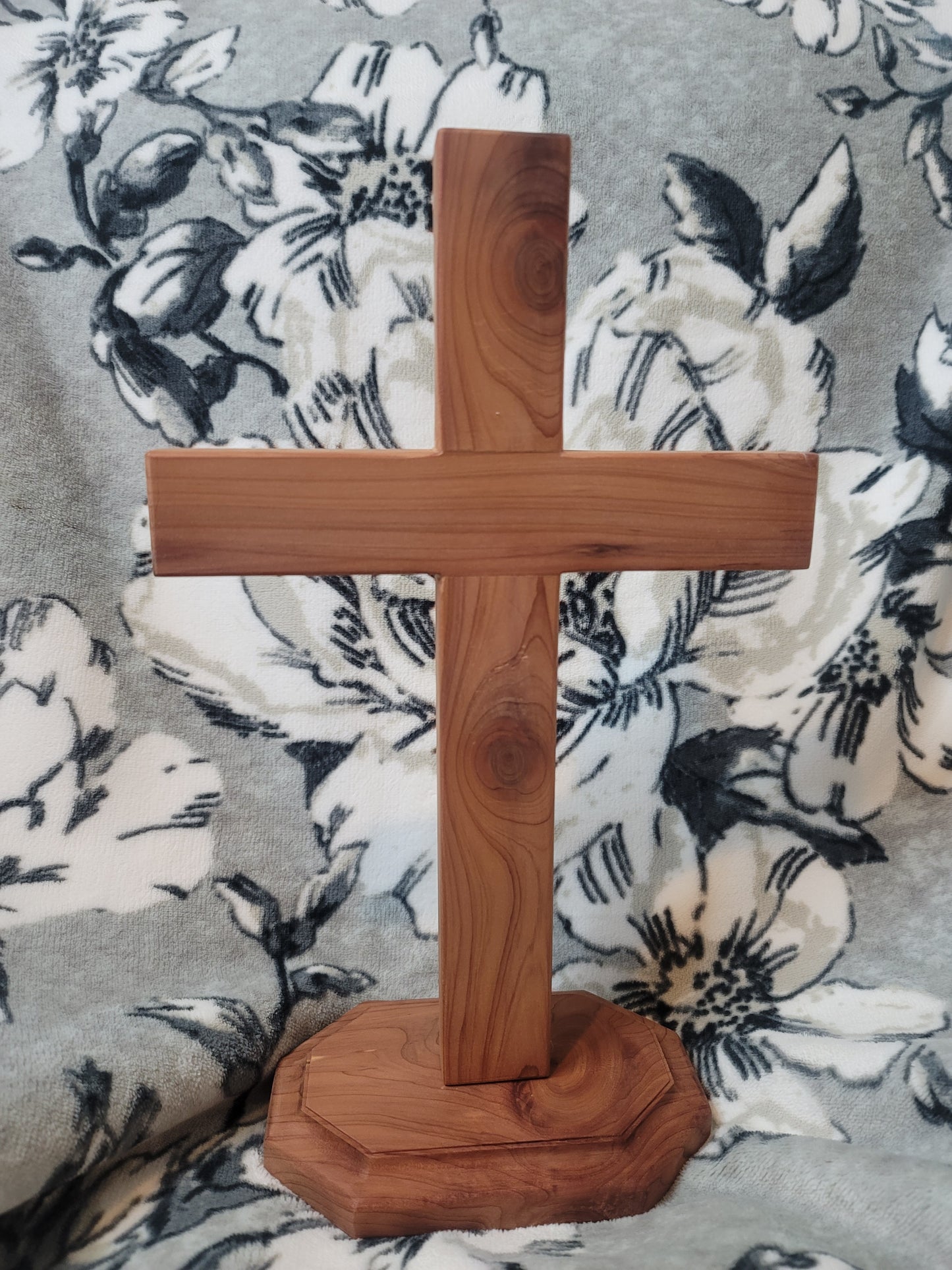 Medium Cedar Cross on base. 12 inches x 9 inches