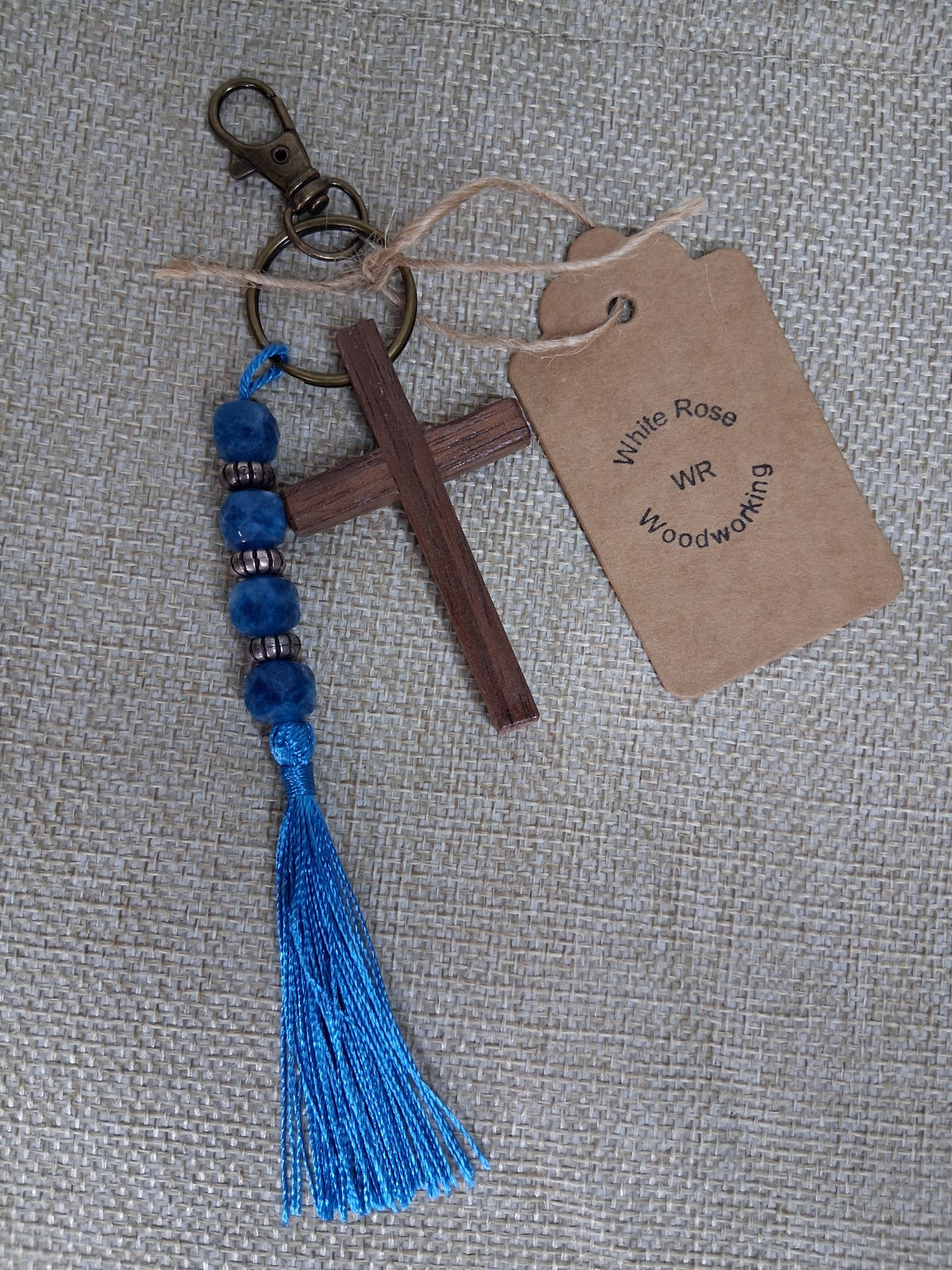 Oak Cross Key chains w/tassel.