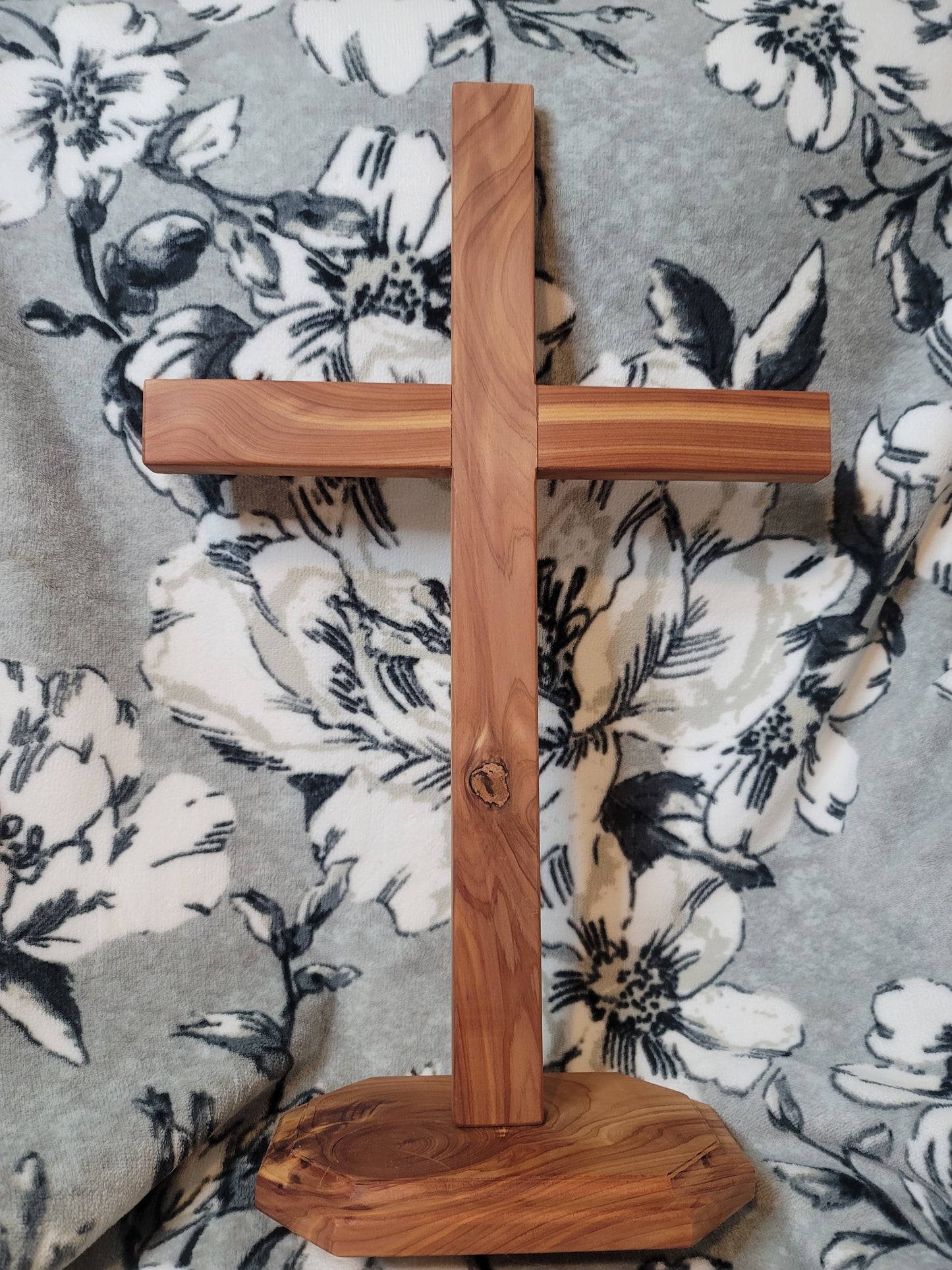 Large Cedar Cross on base. 12 inches x 18 inches