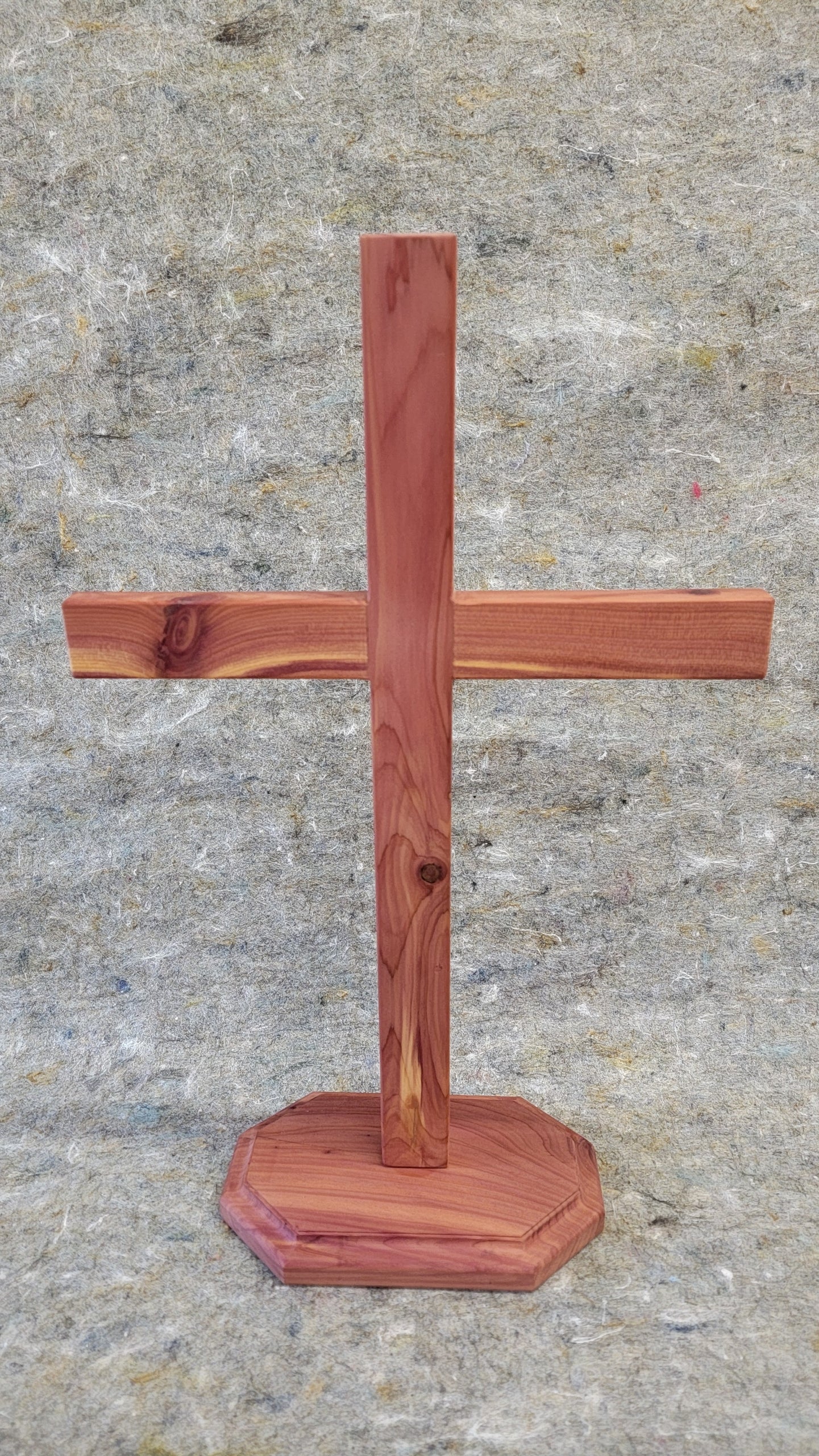 Large Cedar Cross on base. 12 inches x 18 inches