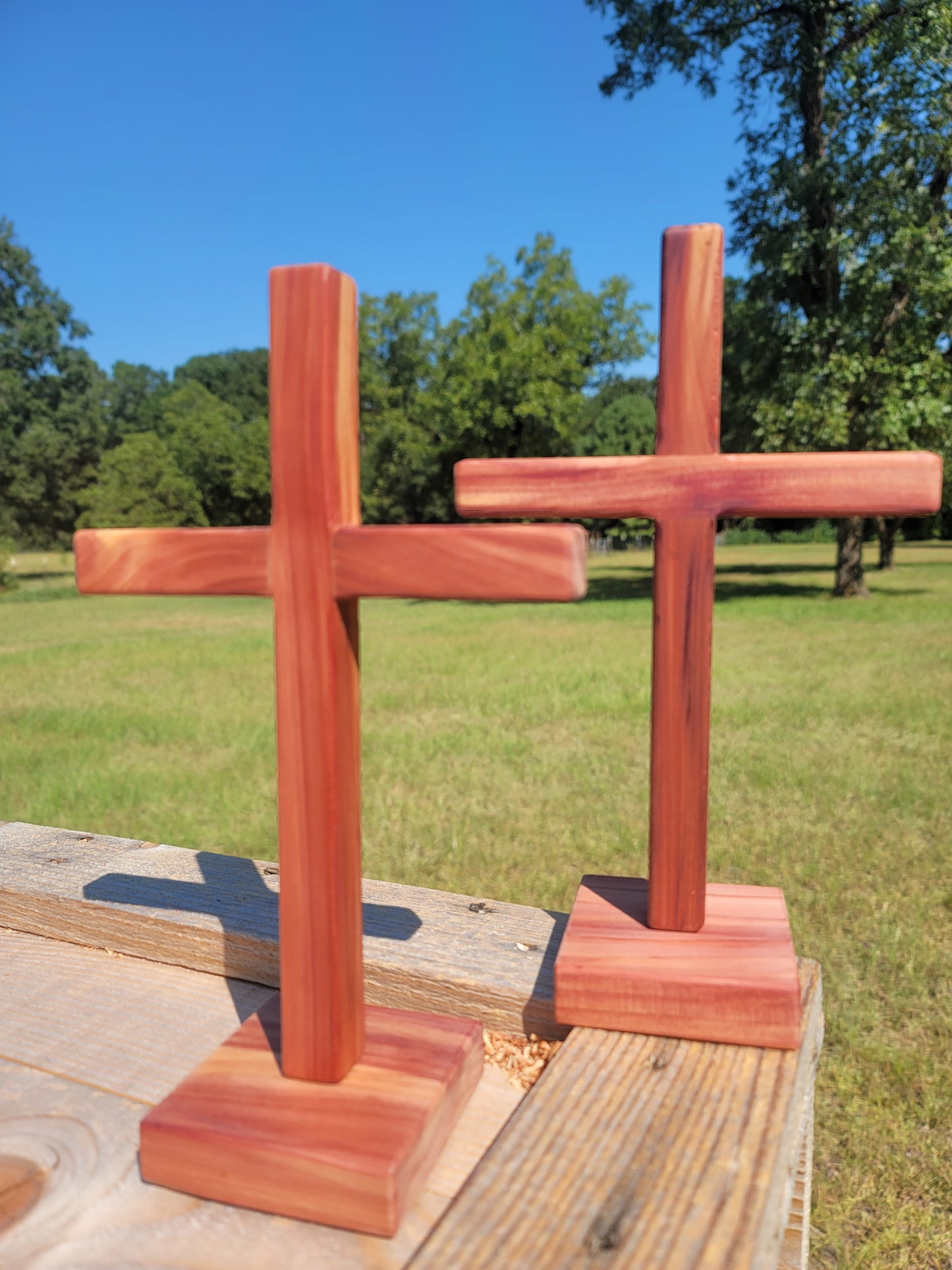 Small Cedar Cross on base.