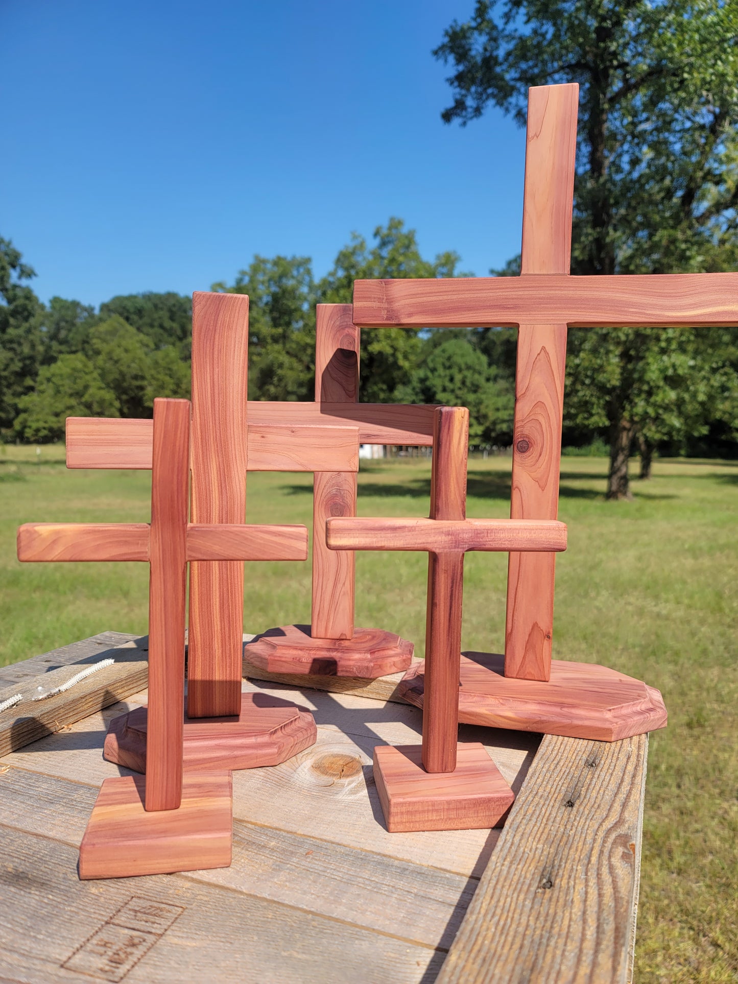 Small Cedar Cross on base.