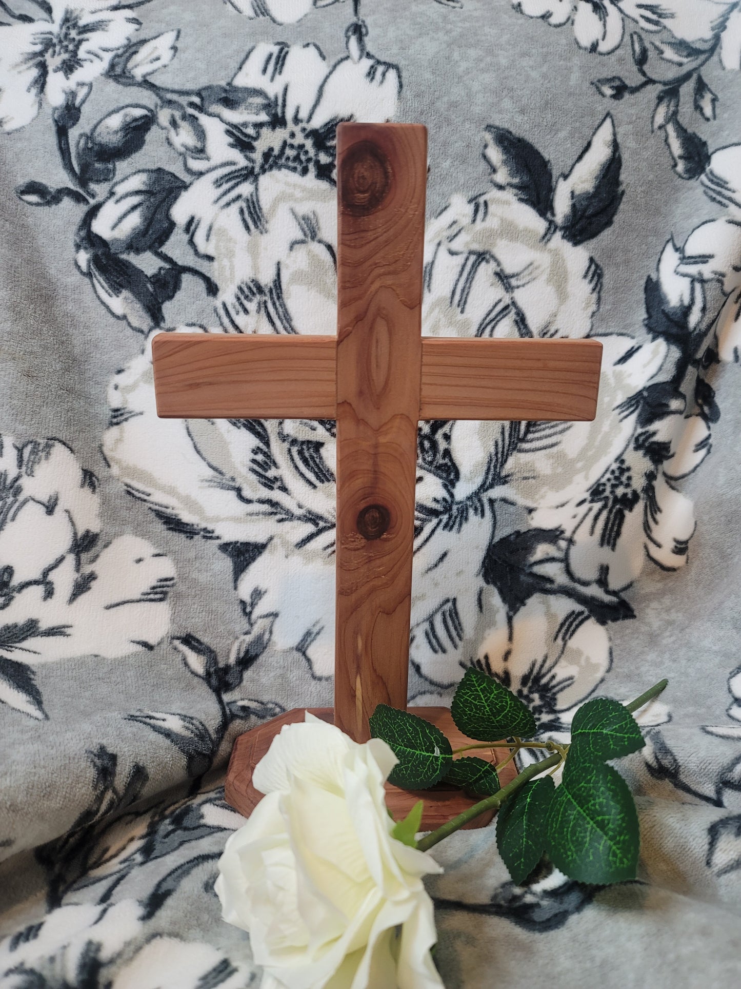 Medium Cedar Cross on base. 12 inches x 9 inches