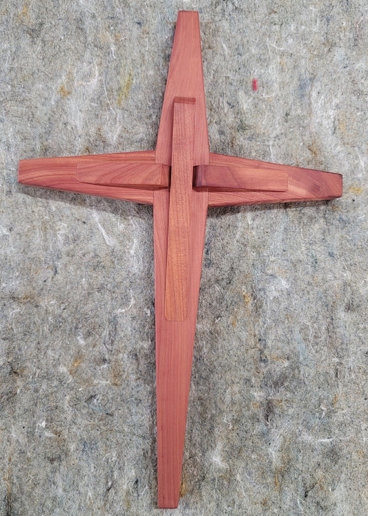 Large Tapered w/Angel Cedar Cross 12 in x 18 in.