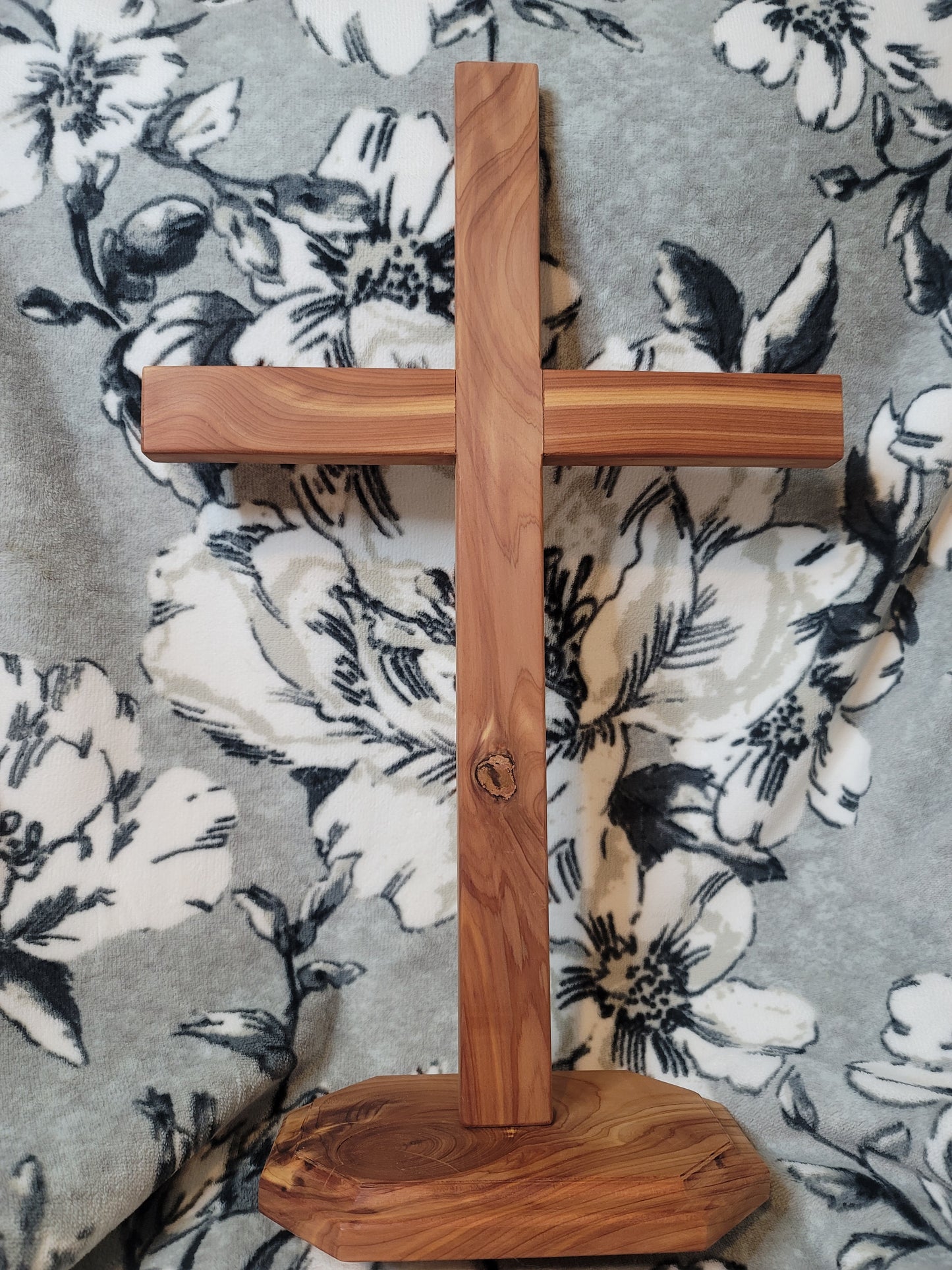 Large Cedar Cross on base. 12 inches x 18 inches