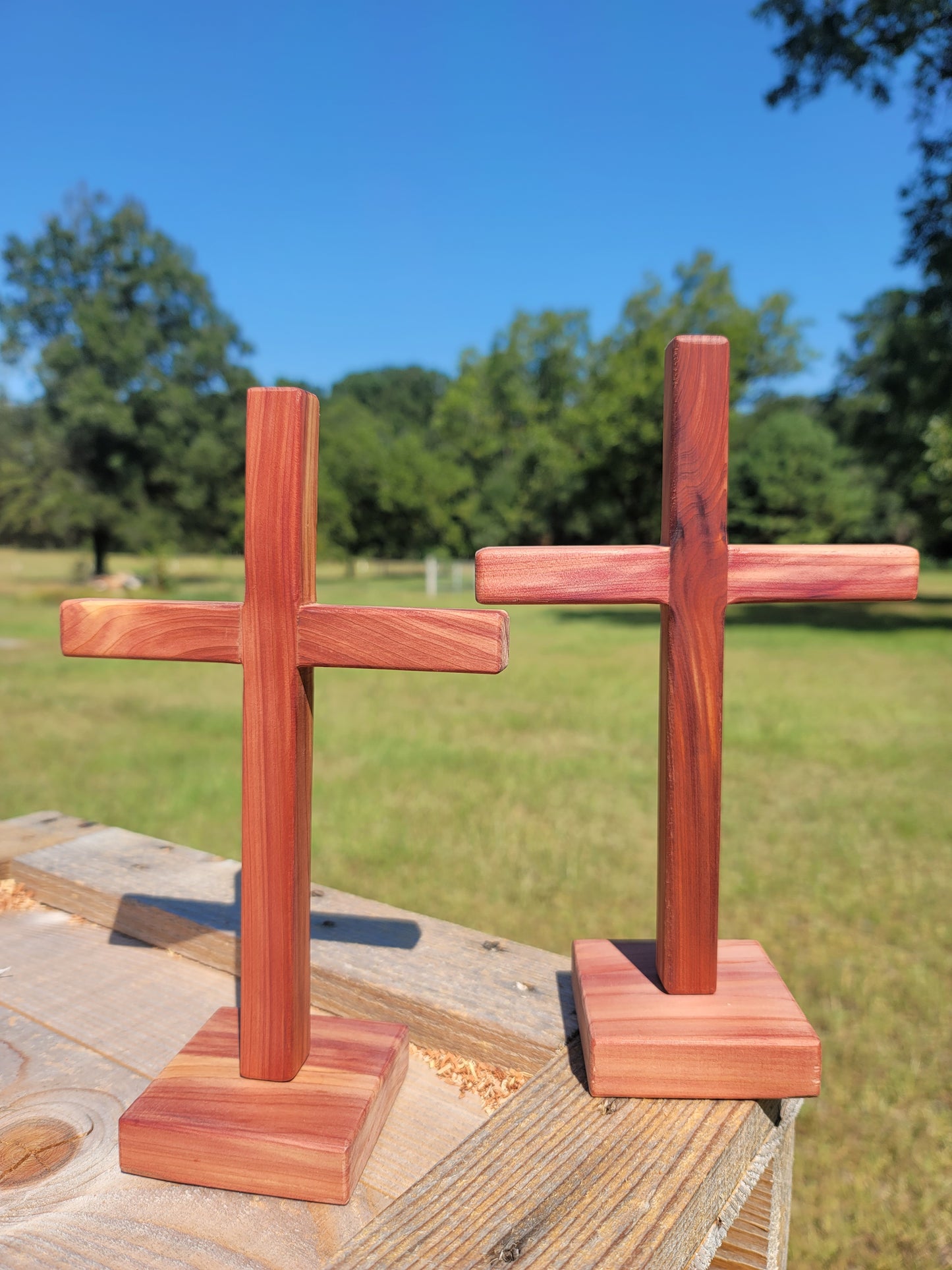 Small Cedar Cross on base.
