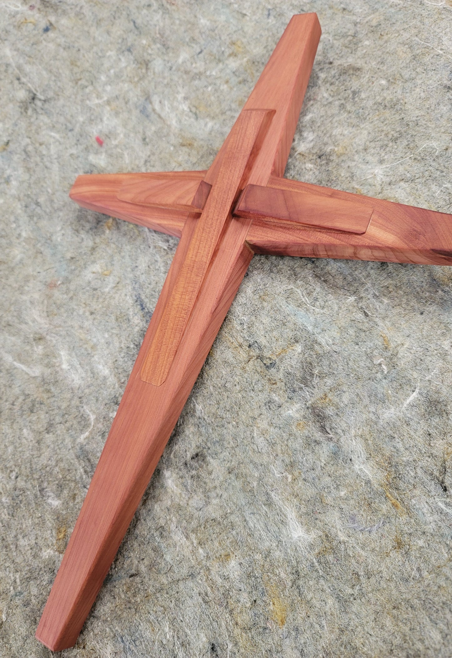 Large Tapered w/Angel Cedar Cross 12 in x 18 in.