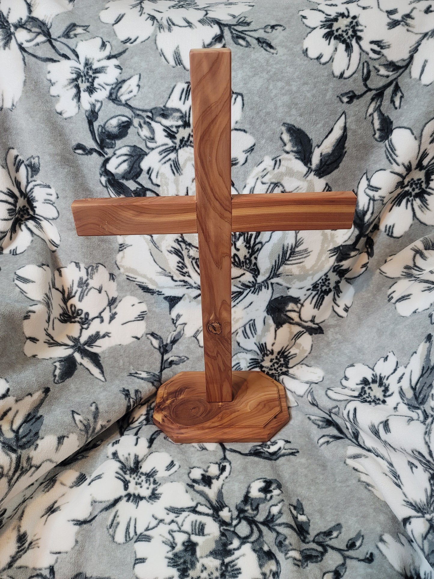 Large Cedar Cross on base. 12 inches x 18 inches