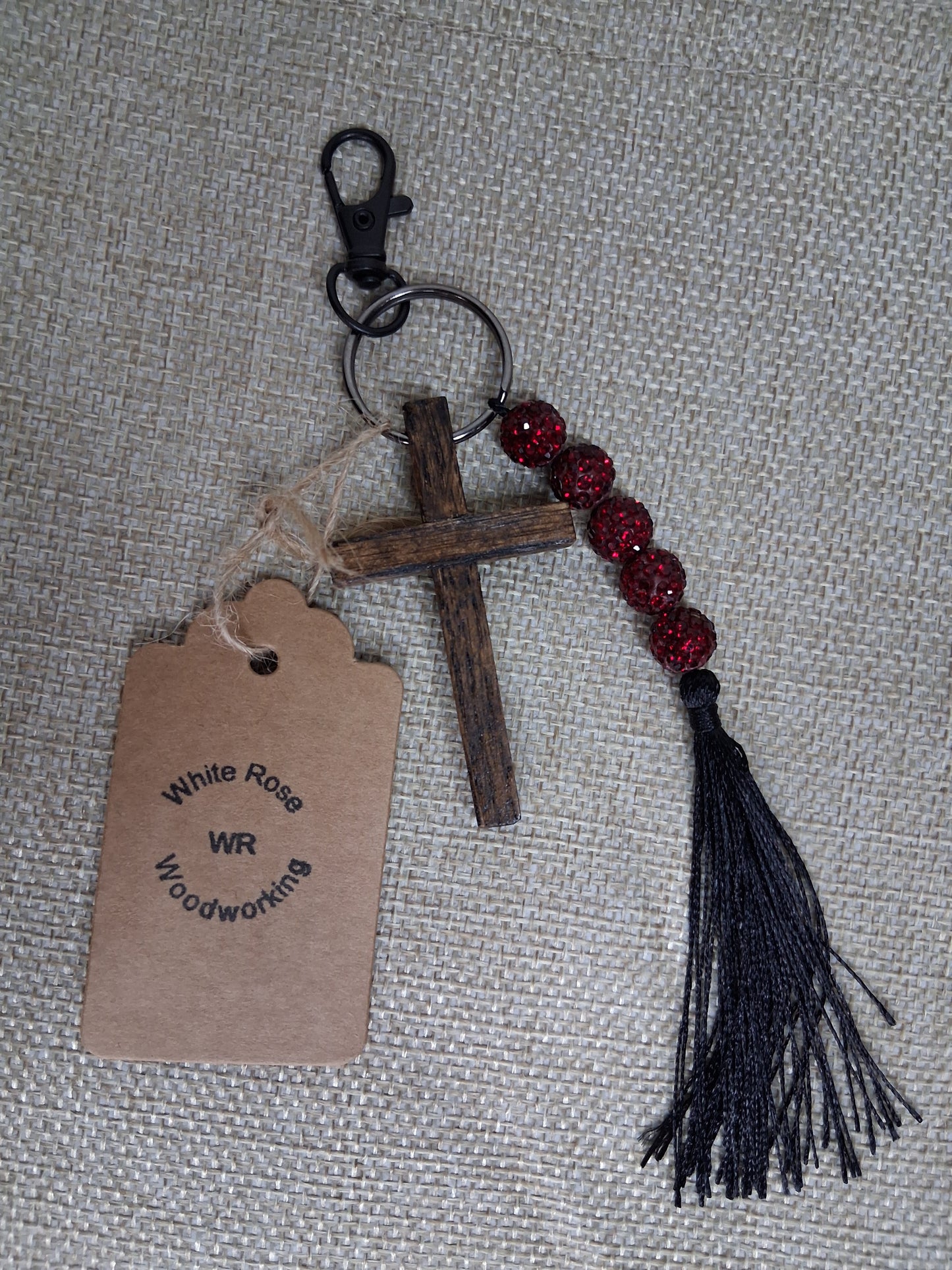 Oak Cross Key chains w/tassel.