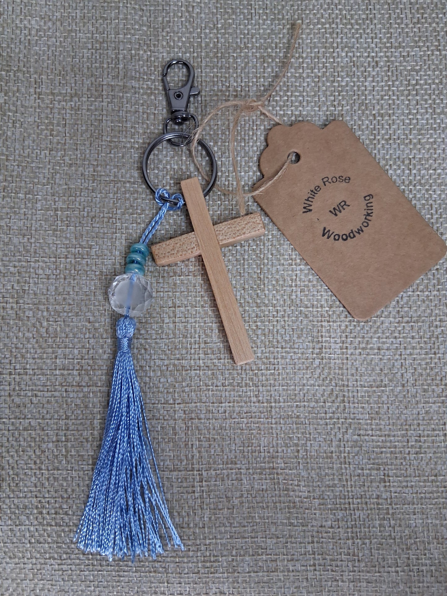 Oak Cross Key chains w/tassel.