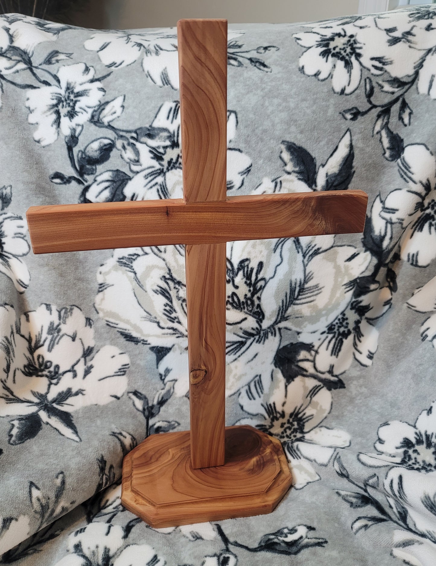 Large Cedar Cross on base. 12 inches x 18 inches