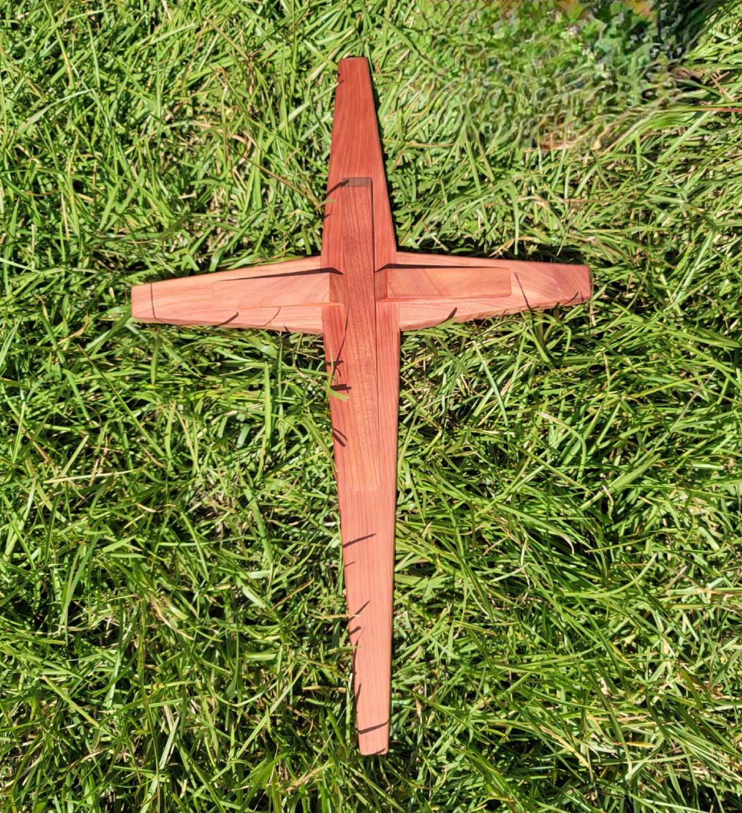 Large Tapered w/Angel Cedar Cross 12 in x 18 in.