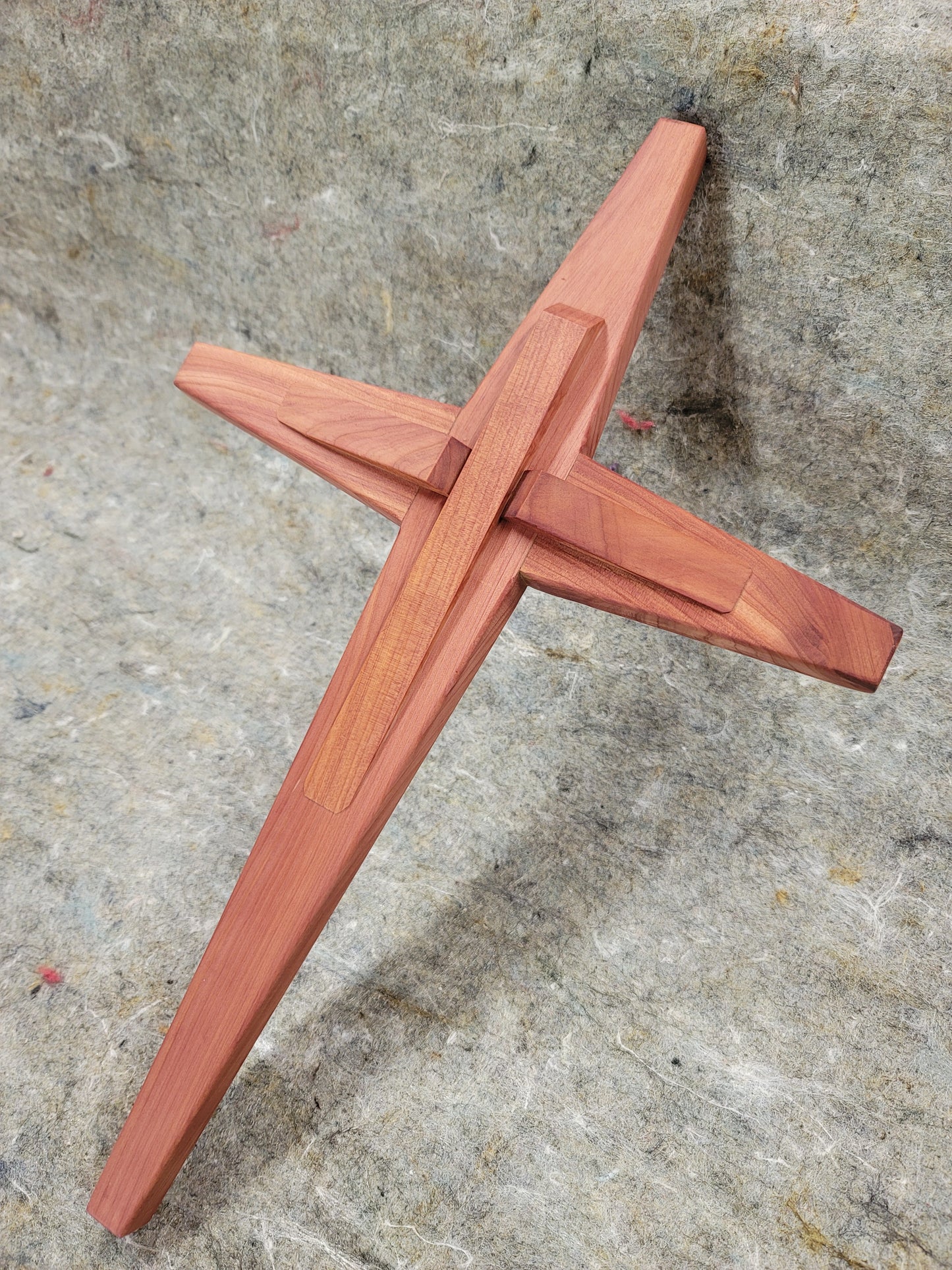Large Tapered w/Angel Cedar Cross 12 in x 18 in.