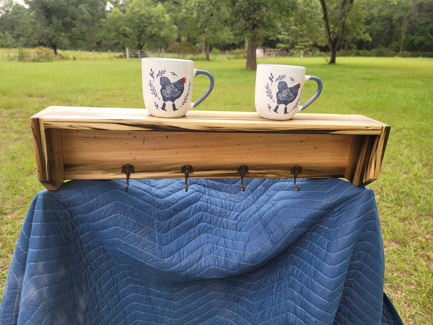 Maple wood coffee mug wall shelf